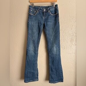 L.A. Idol Women's Boot Cut Jeans - Blue with Silver Accents